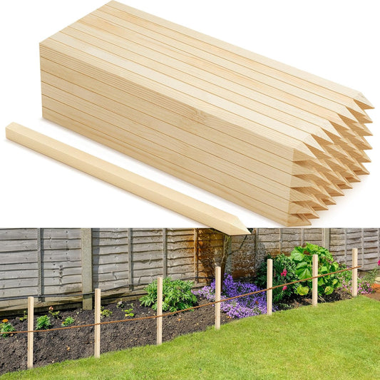 48 Pieces Wooden Garden Stakes 18 x 0.75 Inch Grade and Survey Stakes Wooden Garden and Sign Posts
