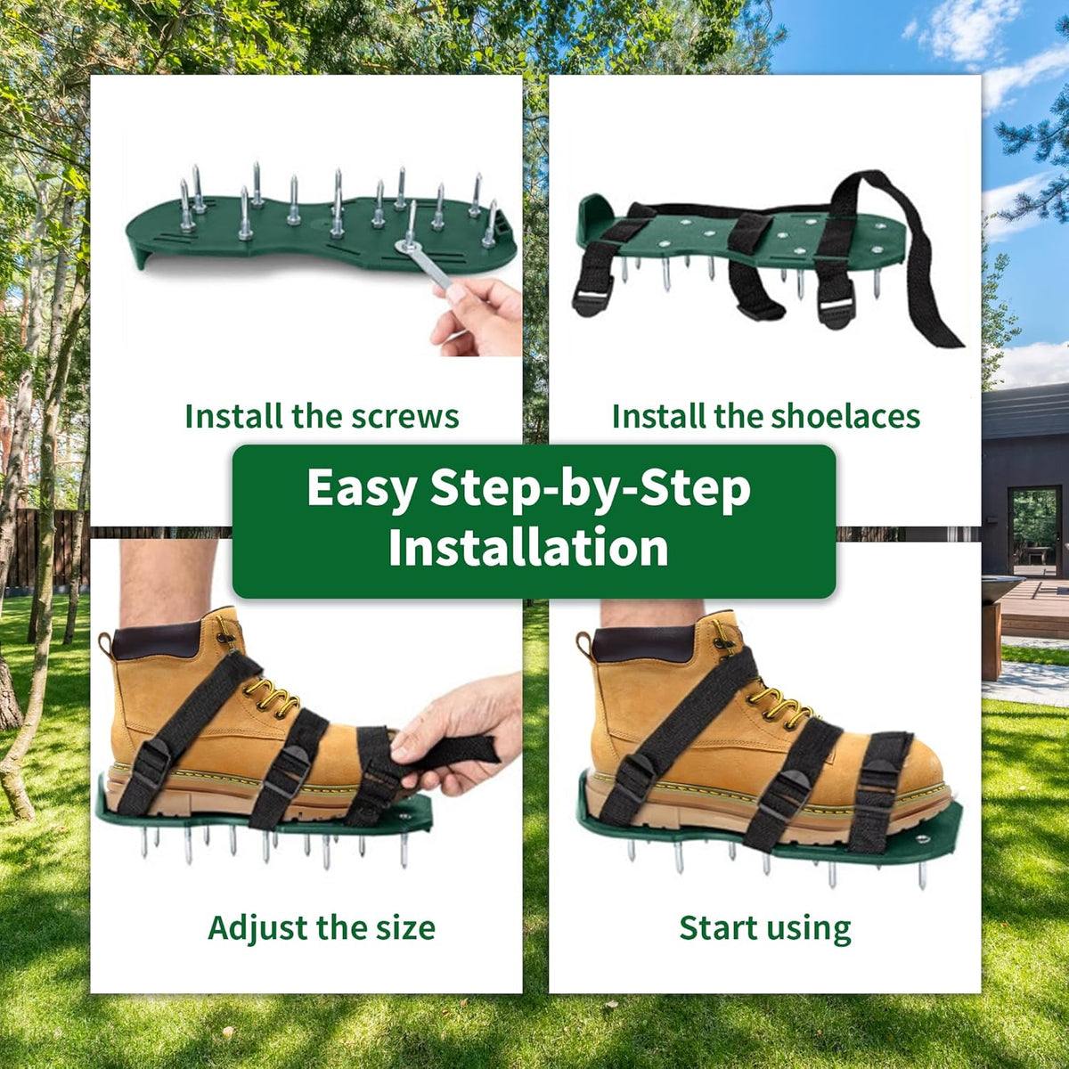 The Lawn Aerator Shoes for Grass, Epoxy Spiked Shoes with 1.65'' Sharp Short Spikes, Garden Grass