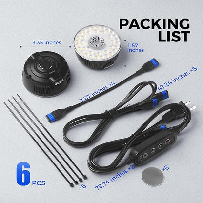 Barrina Orbgrow OG09 Puck Grow Light, 5000K 54W(6 x 9W, 810 Watt Equiv), Full Spectrum Plant Light