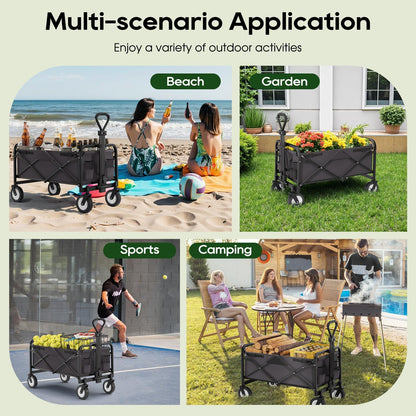 Collapsible Wagon Folding Wagon Garden Cart with Large Capacity, Portable Utility Wagon Cart Heavy