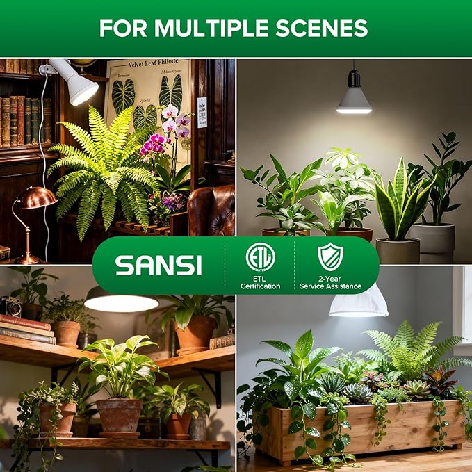 SANSI Grow Light Bulbs, 24W Grow Lights for Indoor Plants Full Spectrum(200 Watt Equiv), IP54