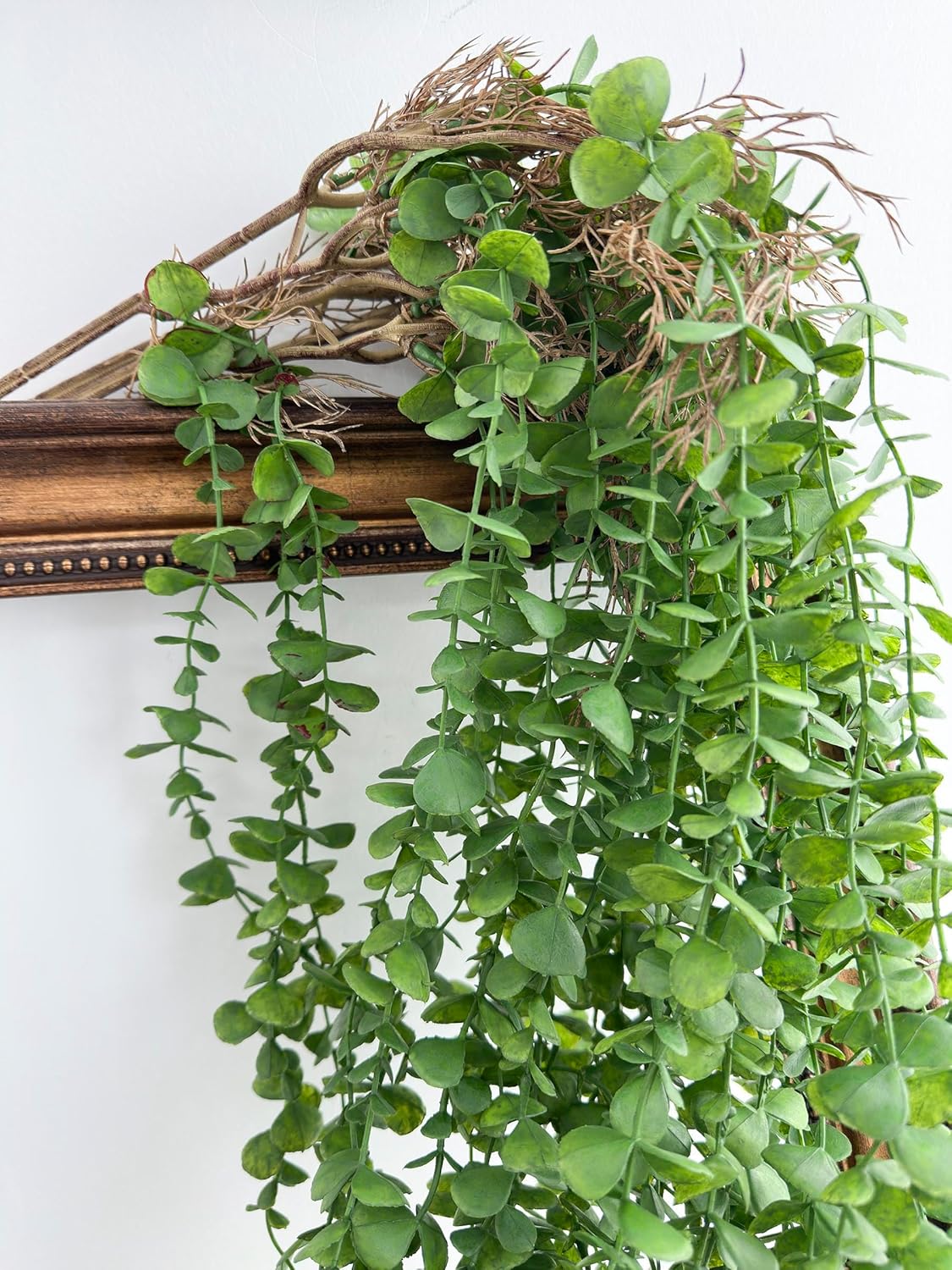 3 Eucalyptus Stems Artificial Hanging Plant, Fake Plastic Hanging Greenery Stems with Roots for