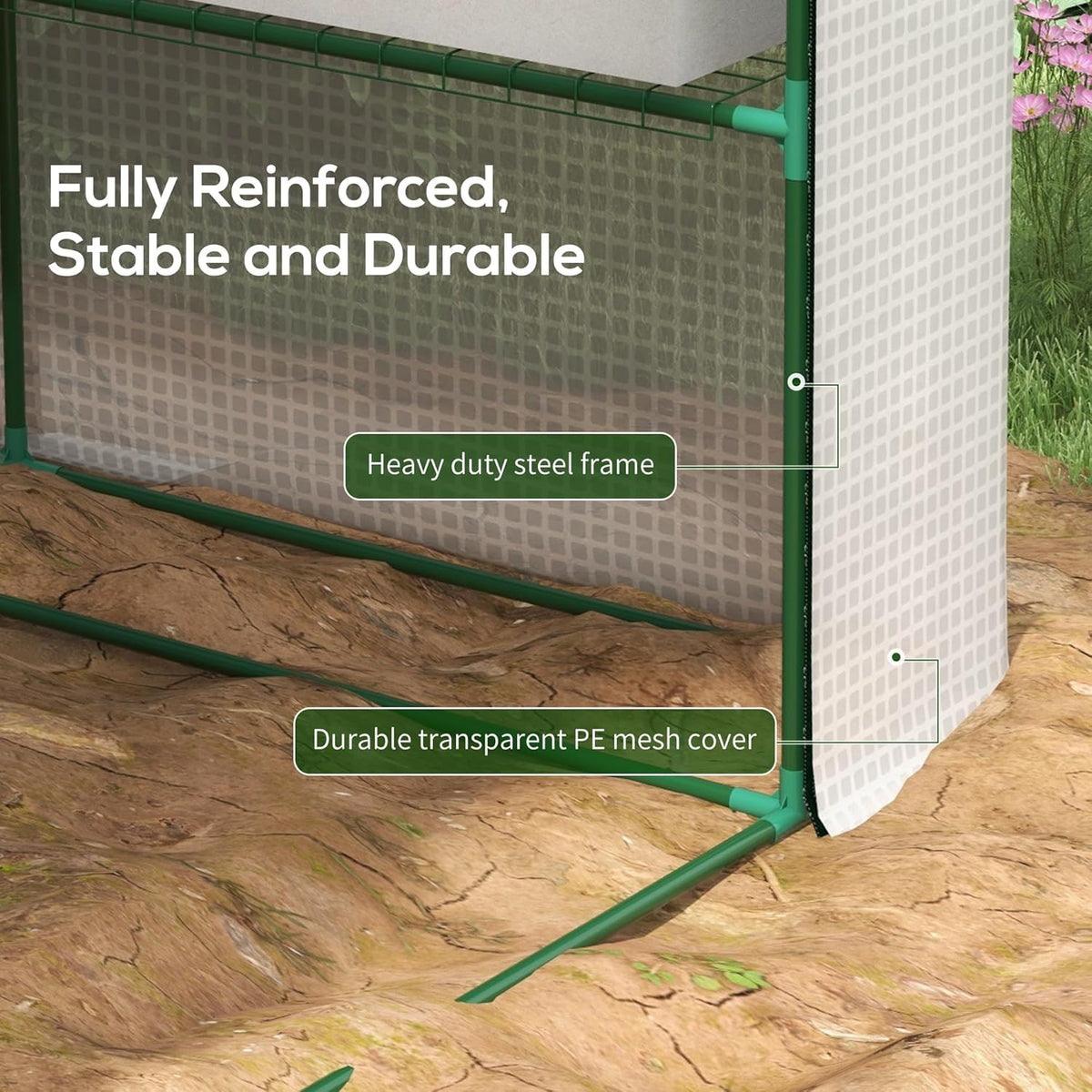 Outsunny 8' x 6' x 7' Walk-in Greenhouse, PE Cover, 4-Tier Shelves, Steel Frame Hot House, Roll-Up