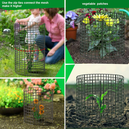 6 PCS Plant Protectors from Animals,14" H X 13" D Metal Mesh Plant Cage Covers with Garden Plant