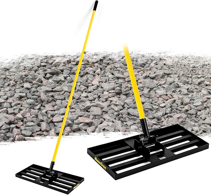 Lawn Leveling Rake, 30"x10" Heavy Duty Sand Leveling Tool with 7FT Long Handle, Steel Golf Rake for