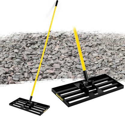 Lawn Leveling Rake, 30"x10" Heavy Duty Sand Leveling Tool with 7FT Long Handle, Steel Golf Rake for