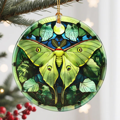 Christmas Ornament, Christmas Decoration, Ceramic-Style Luna Moth Ornament, Heirloom Keepsakes