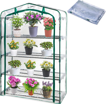 DECOHS Extra Wide 4 Tier Greenhouse Replacement Cover- 63 x 40 x 19 Inch Clear PVC Plant Gardening