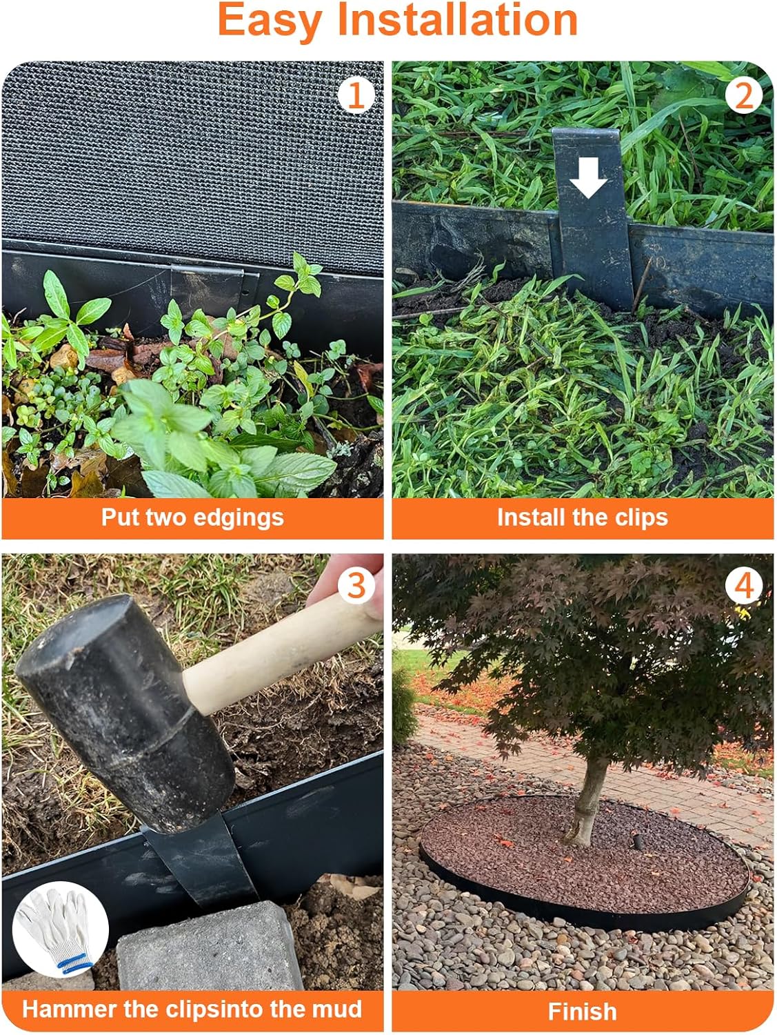 Vinci Landscape Edging Border, 40" L x 8" H 3Pack 10FT Total Black Galvanized Steel Garden Edging