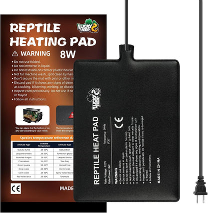 LUCKY HERP Reptile Heat Pad 6x8 Inch 8W Under Tank Terrarium Heating Mat, Reptile Heat Mat, Reptile