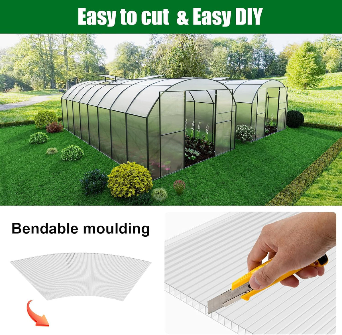 Polycarbonate Greenhouse Panels 14 Pack 4' x 2' x 0.32" Twin-Wall UV-Protected All Weather Plastic