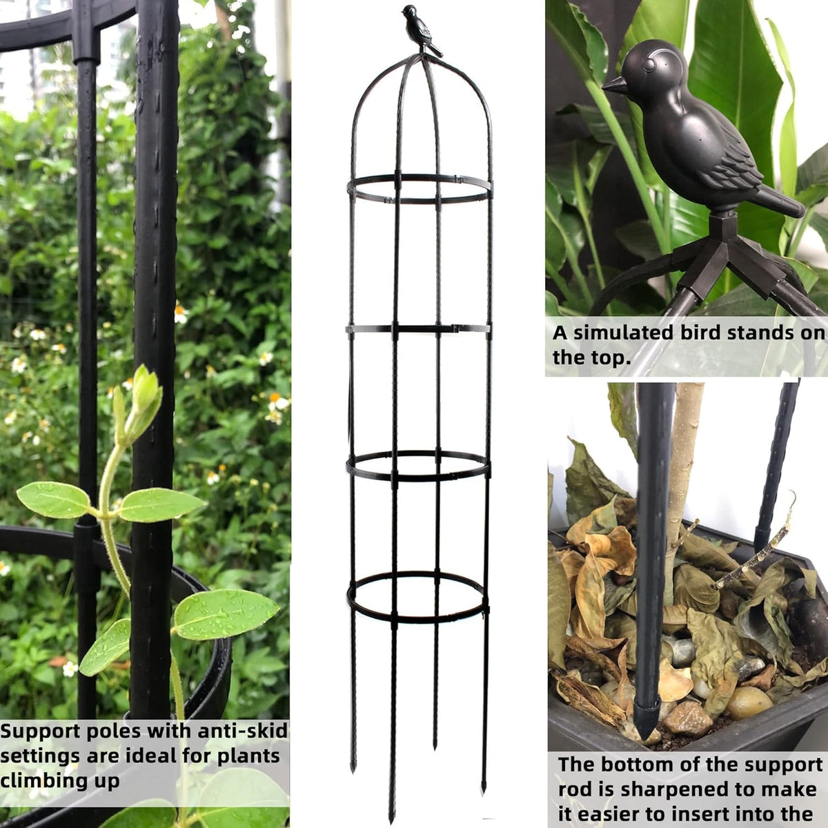 6ft Garden Obelisk Trellis for Climbing Plants-Rustproof Metal Pipe with Heavy Duty Plastic Coated