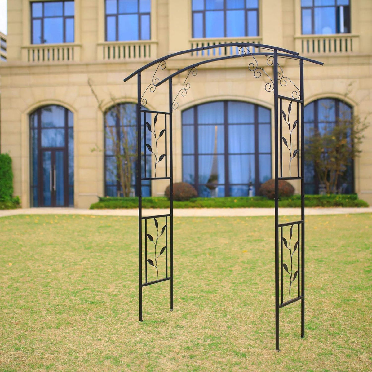Steel Garden Arch, 6'10" High x 4'11" Wide, Garden Arbor for Various Climbing Plant, Outdoor Garden
