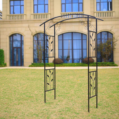 Steel Garden Arch, 6'10" High x 4'11" Wide, Garden Arbor for Various Climbing Plant, Outdoor Garden