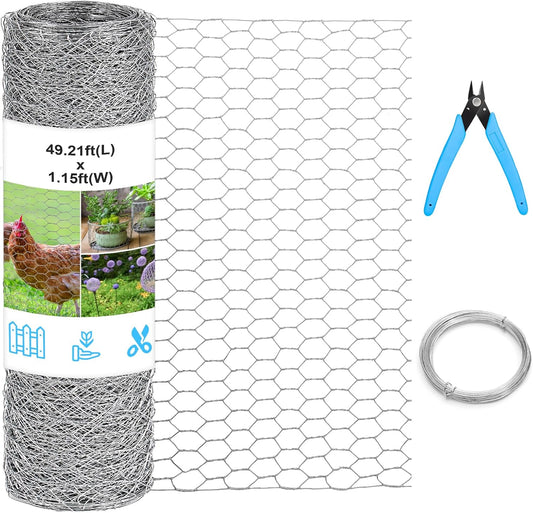 Chicken Wire Mesh 13.7 in x 50 ft in Silver Floral Chicken Wire Poultry Netting Hexagonal