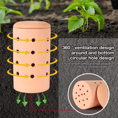 Underground Compost Bin 11Inch Garden Worm Farm Outdoor for Organic Refuse Red Pottery Ceramics