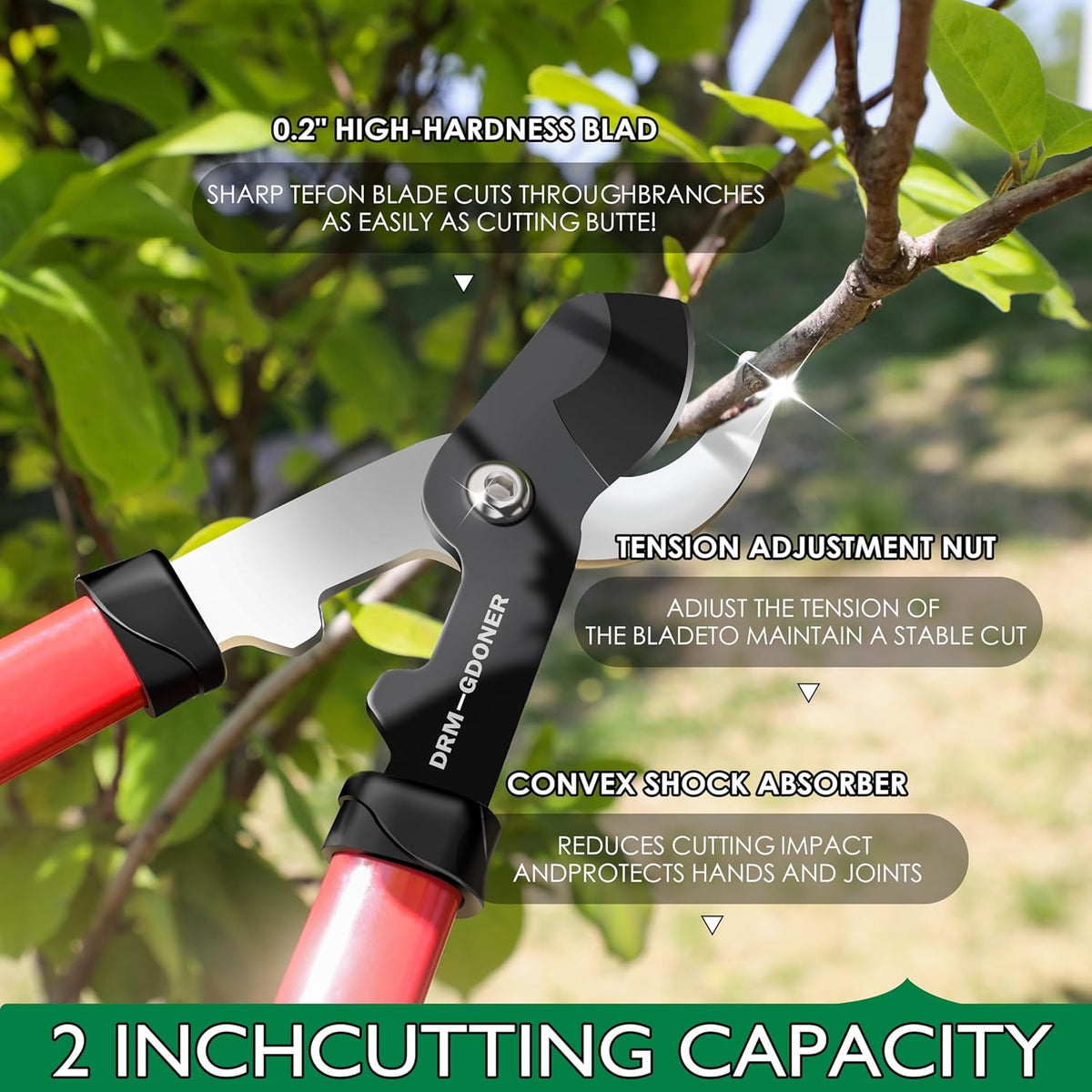 23" Bypass Lopper,Heavy Duty Branch Cutter with 2" Cutting Capacity,Tree Trimmer for Gardening