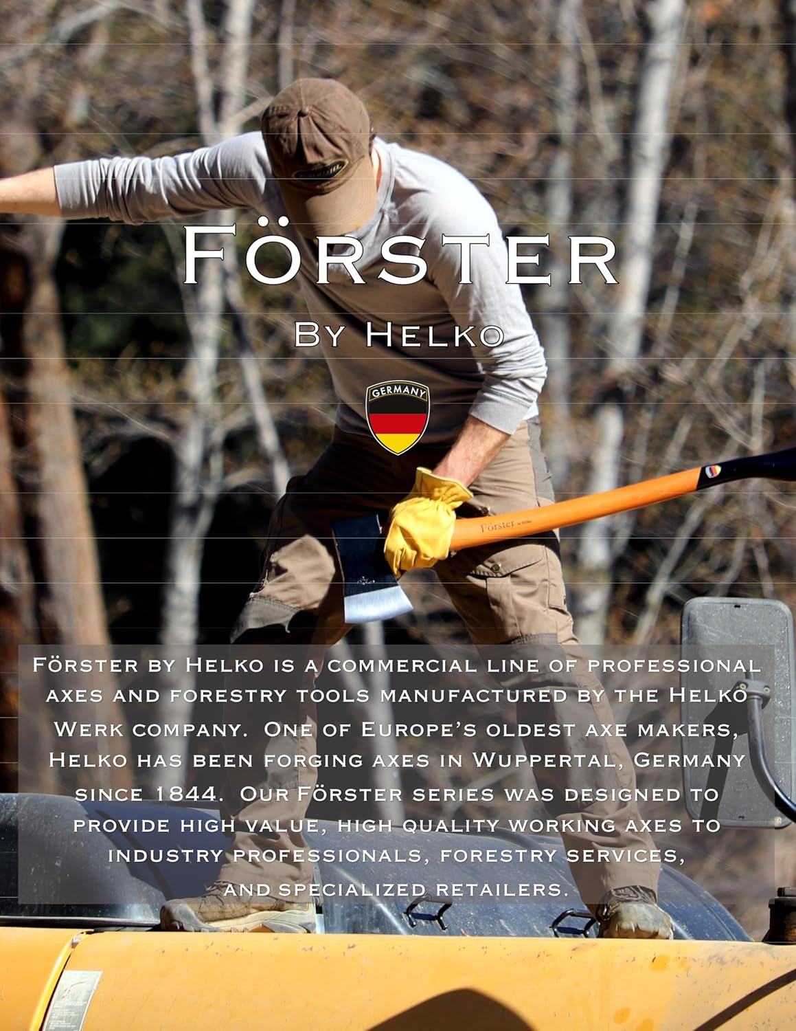 1844 Helko Werk Germany - Förster Professional Light Felling Axe for Cutting, Felling, Camping
