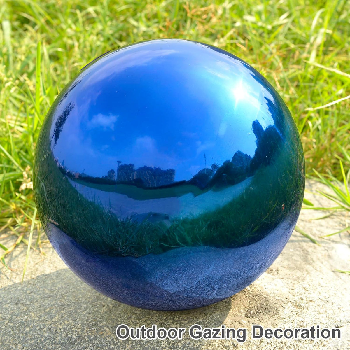 Nerien 10 Inch Gazing Ball, Stainless Steel Garden Mirror Globe, Polished Ornament Sphere, Hollow
