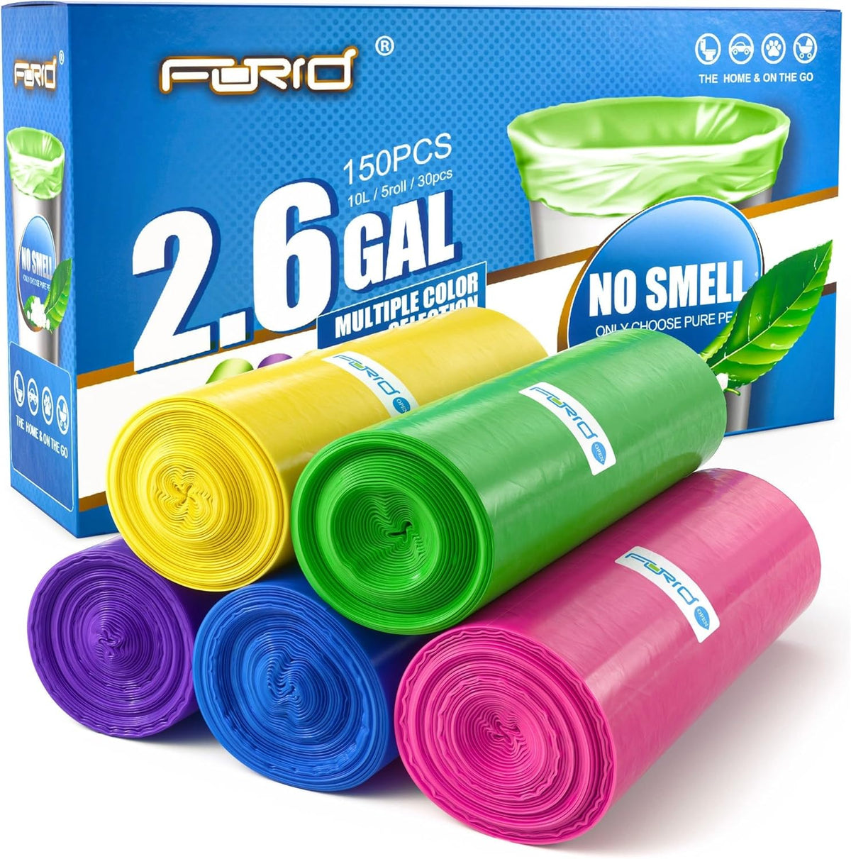 Forid Small Trash Bags for Bathroom - 2.6 Gallon Garbage Bags Unscented,Extra Thick Strong