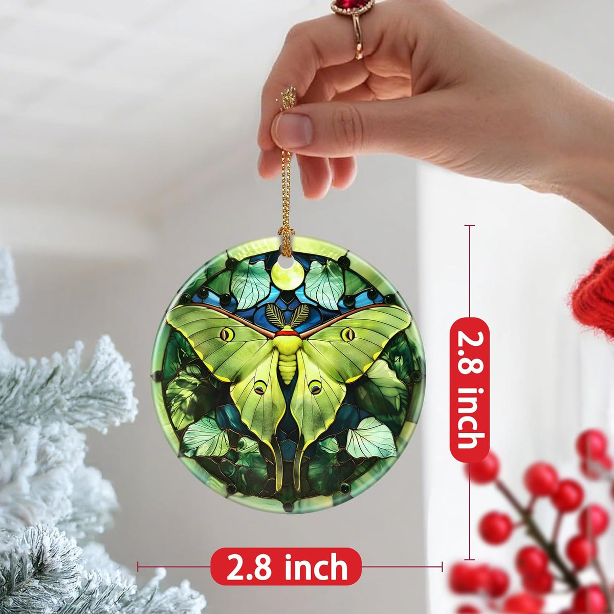 Christmas Ornament, Christmas Decoration, Ceramic-Style Luna Moth Ornament, Heirloom Keepsakes