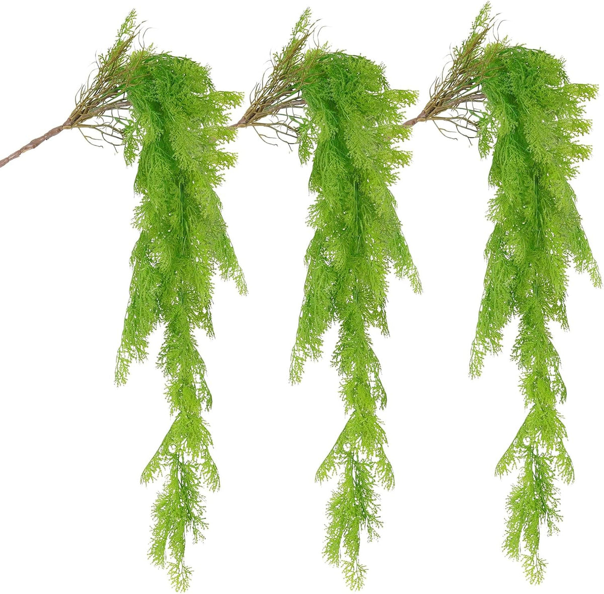 RECUTMS 3 Pcs Artificial Fake Hanging Ferns Plants Vine Ivy Outdoor UV Resistant Plastic Faux Plant
