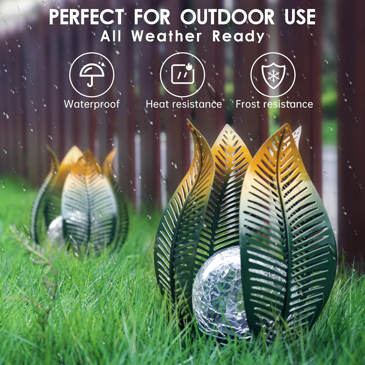 Solar Garden Lights Outdoor Decorations Garden Decor,Crackle Globe Glass,Gardening Gifts Waterproof