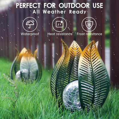 Solar Garden Lights Outdoor Decorations Garden Decor,Crackle Globe Glass,Gardening Gifts Waterproof
