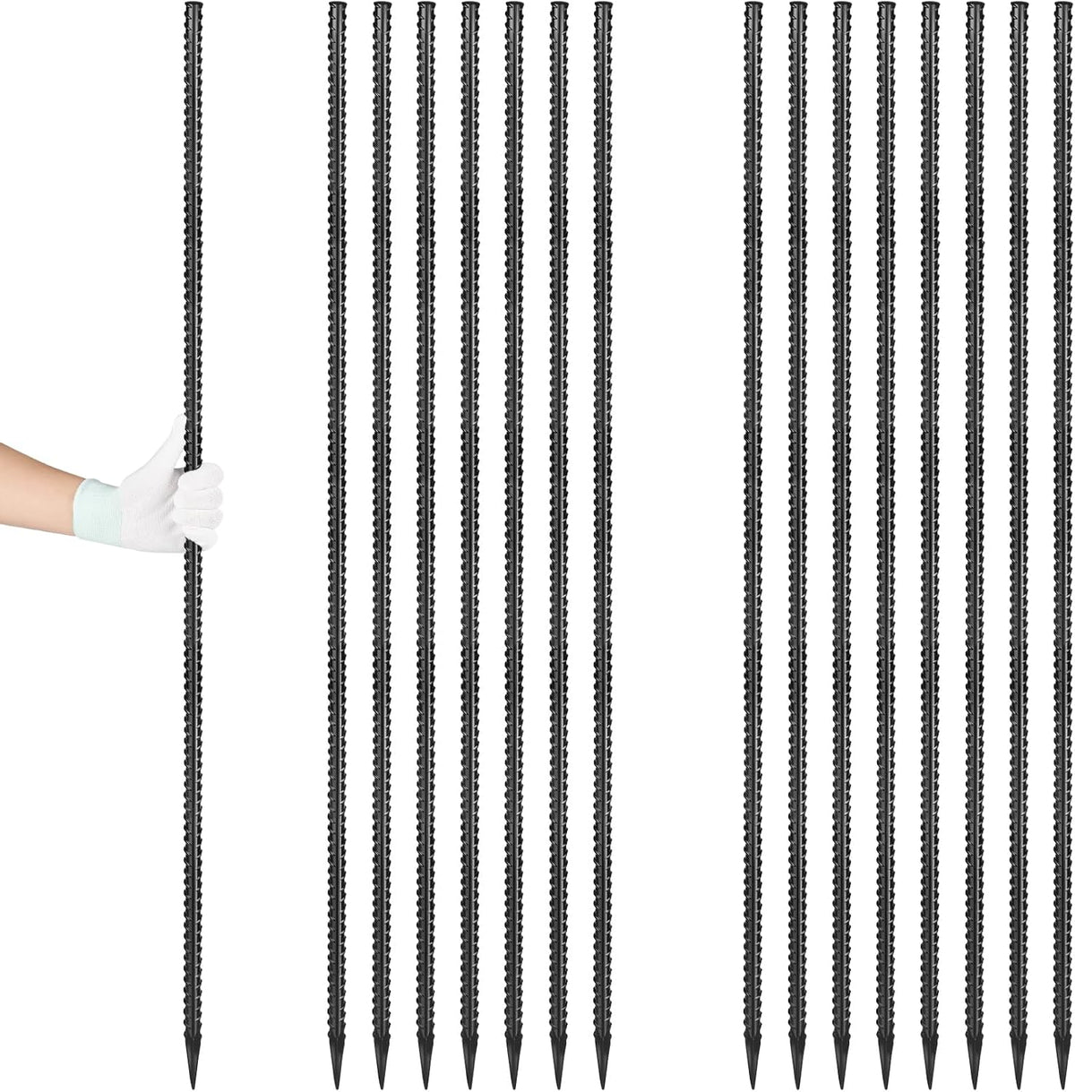 Rebar Stakes 48 inches 16-Pack Concrete Form Stakes Straight 3/8" Diameter Rebar Ground Metal