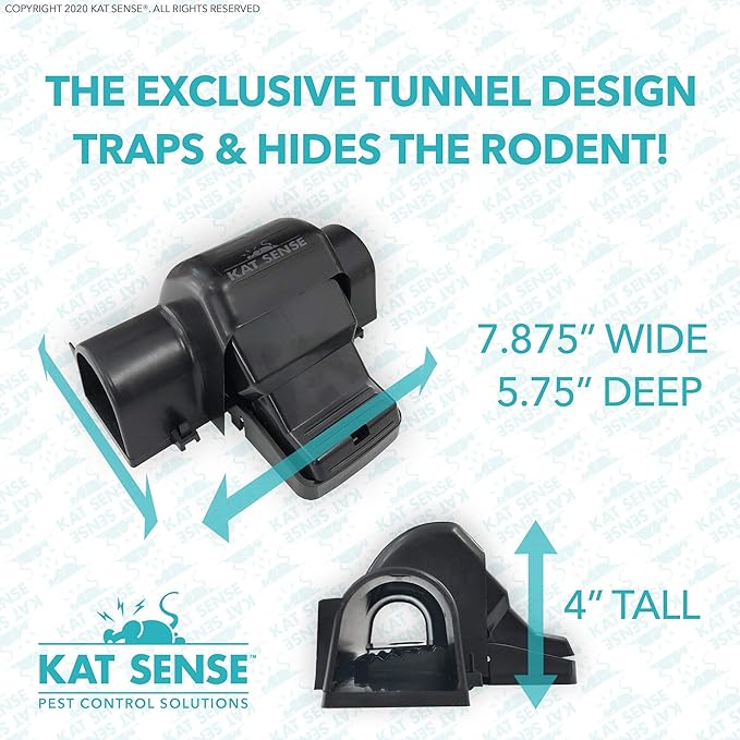Kat Sense Dual Covered Rat & Chipmunk Traps Set of 2 - Humane Rat Trap Indoor & Outdoor Use