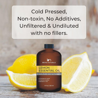 Lemon Essential Oil - Huge 4 FL OZ - 100% Pure & Natural – Premium Natural Oil with Glass Dropper