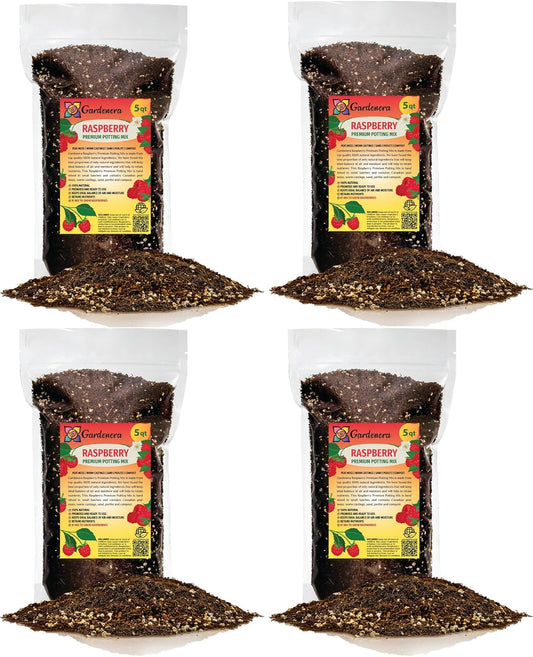 Gardenera Premium Raspberry Potting Soil Mix - Optimal Blend for Thriving and Juicy Berries - 20
