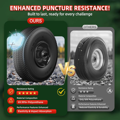 4.10/3.50-4 Tire and Wheel Flat Free,10-Inch Solid Wheel Replacement with 5/8 Extra 3/4 &1/2
