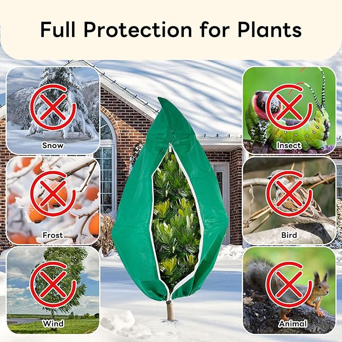 YATHO Plant Covers Freeze Protection 2 Packs 31.5" W X 47.3" H Thicker Large Outdoor Winter Frost
