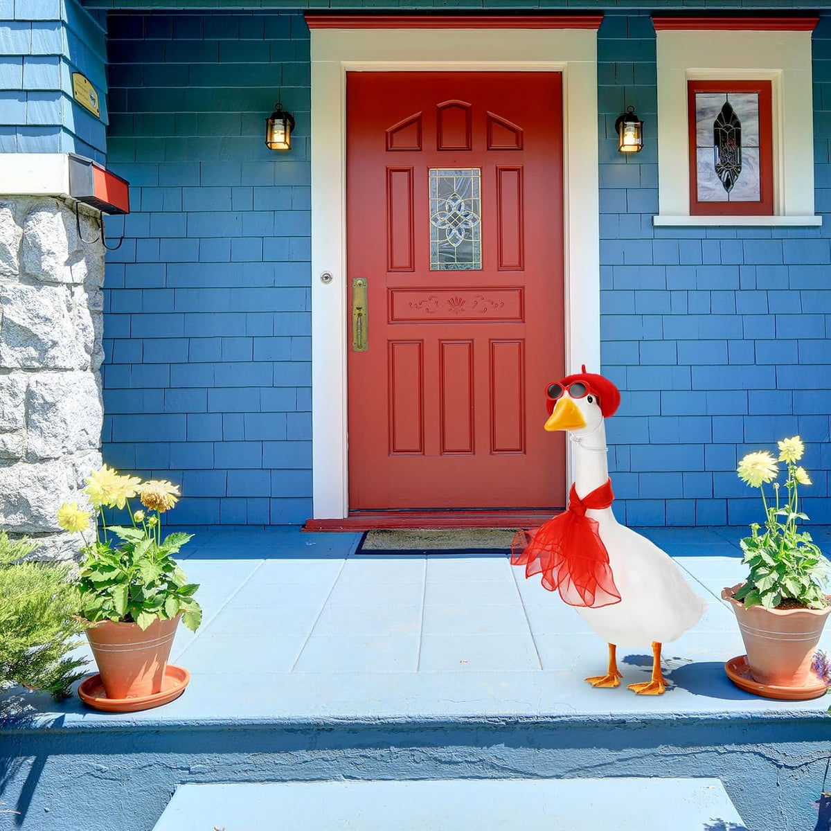 Yaomiao 3 Pcs French Porch Goose Outfit Set for 23'' 17'' Cement Plastic Lawn Goose Costume 50s