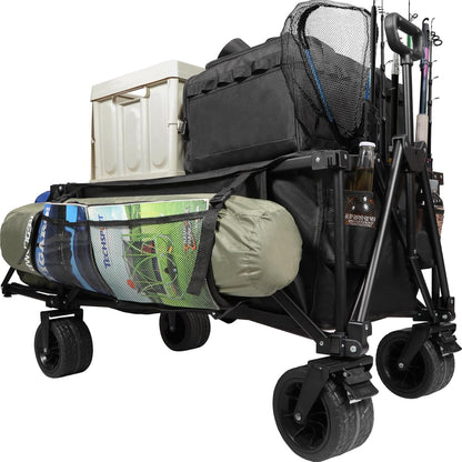 REDCAMP 49" L Extended Collapsible Beach Fishing Cart with Rod Holders, 330LBS Heavy Duty Extra