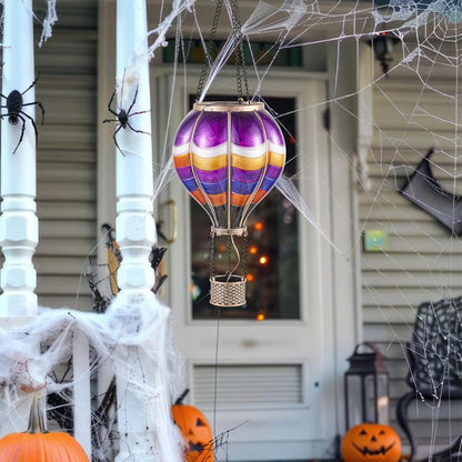 TERESA'S COLLECTIONS Hot Air Balloon Solar Lantern for Halloween Garden Decor, Flickering Flame