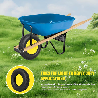 Upgrade 4.80/4.00-8 Tire and Inner Tube Set - Thick Replacement Pneumatic Rubber Wheelbarrow Tire