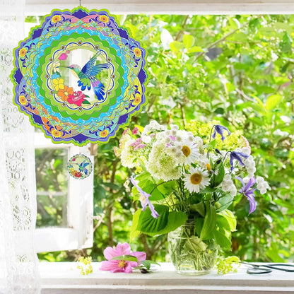 Hummingbird Wind Spinners for Yard and Garden, 12 inch 3D Metal Wind Spinner, Hummingbird Gifts for