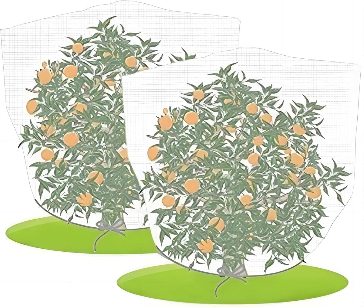 Agfabric 2 Pack Fruit Tree Netting Protection Bag with Drawstring,3.2x4.9 FT Garden Netting Insect