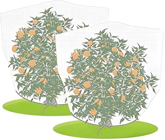 Agfabric 2 Pack Fruit Tree Netting Protection Bag with Drawstring,3.2x4.9 FT Garden Netting Insect