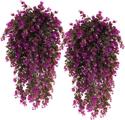 RECUTMS Artificial Hanging Plants Outdoors Faux Greenery Realistic Outdoor Porch Ferns,4 Pcs