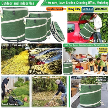 24 Gallon and 46 Gallon Collapsible Trash Can Solid Bottom for Yard Waste Bag,Garden Debris