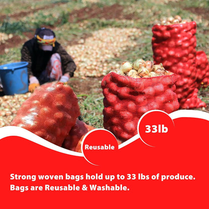 300 Pack 20'' x 14'' Mesh Onion Bags, Reusable Drawstring Fresh Produce Storage Bags for Onions
