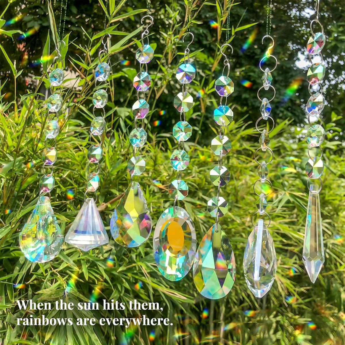 Sun Catchers with Crystals, 7 Pcs Hanging Crystals Suncatchers for Windows, Colored Suncatchers