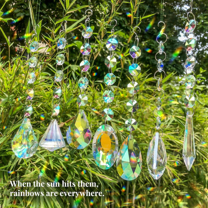 Sun Catchers with Crystals, 7 Pcs Hanging Crystals Suncatchers for Windows, Colored Suncatchers