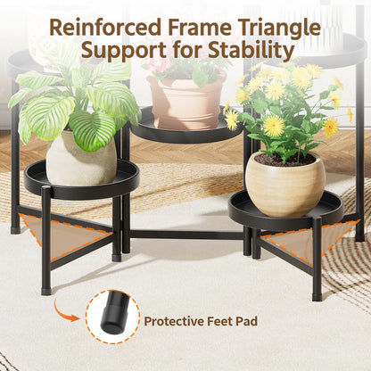 LASZOLA 7 Tiered Folding Plant Stand Indoor for Multiple Large Planter, Tall Heavy Duty Adjustable
