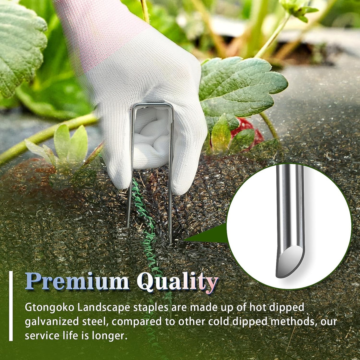 Gtongoko 50 Pack 4 Inch Galvanized Landscape Staples Garden Stakes Plant Cover Stakes 11 Gauge Lawn