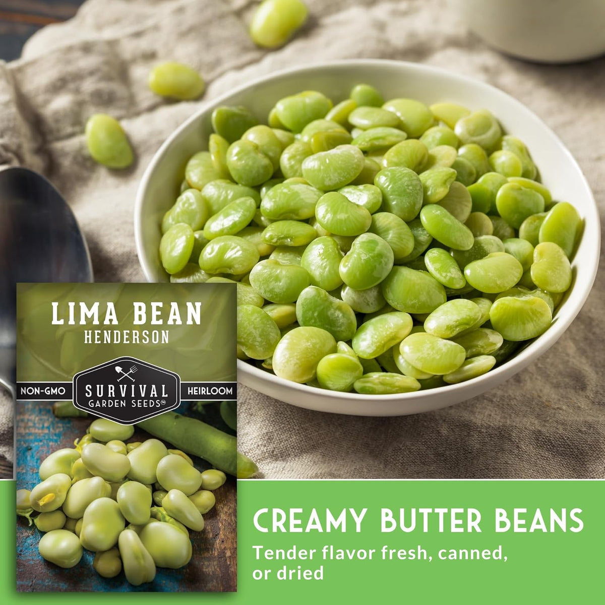 Lima Bean Seeds for Planting – Henderson Butter Bean Seeds for Gardens & Classroom Science