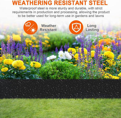 9.4 Inch Metal Landscape Edging, 6 Pack Heavy Duty Galvanized Steel Garden Edging,42 Inch Garden